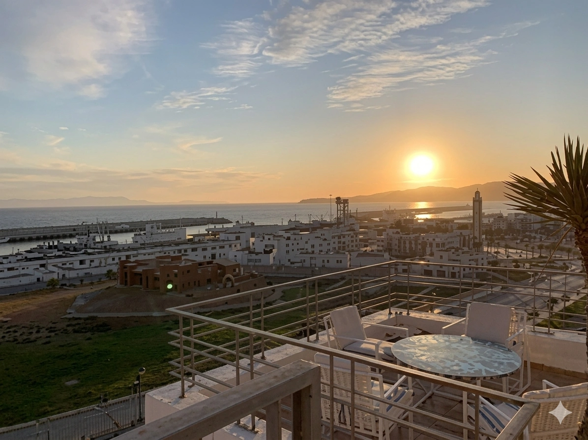 Vista panorámica Atlántico Mediterráneo Le Balcon Tanger