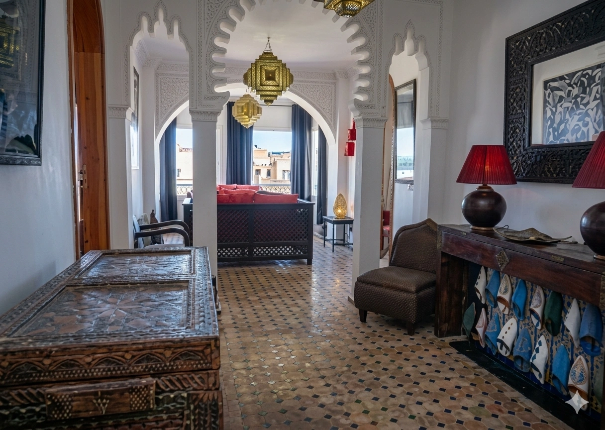 Terraza Le Balcon de Tanger vista doble mar Medina